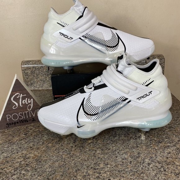 Nike Force Zoom Trout 7 White Black Baseball Cleats CI3134-102 Men's Size 8.5 - Picture 2 of 10